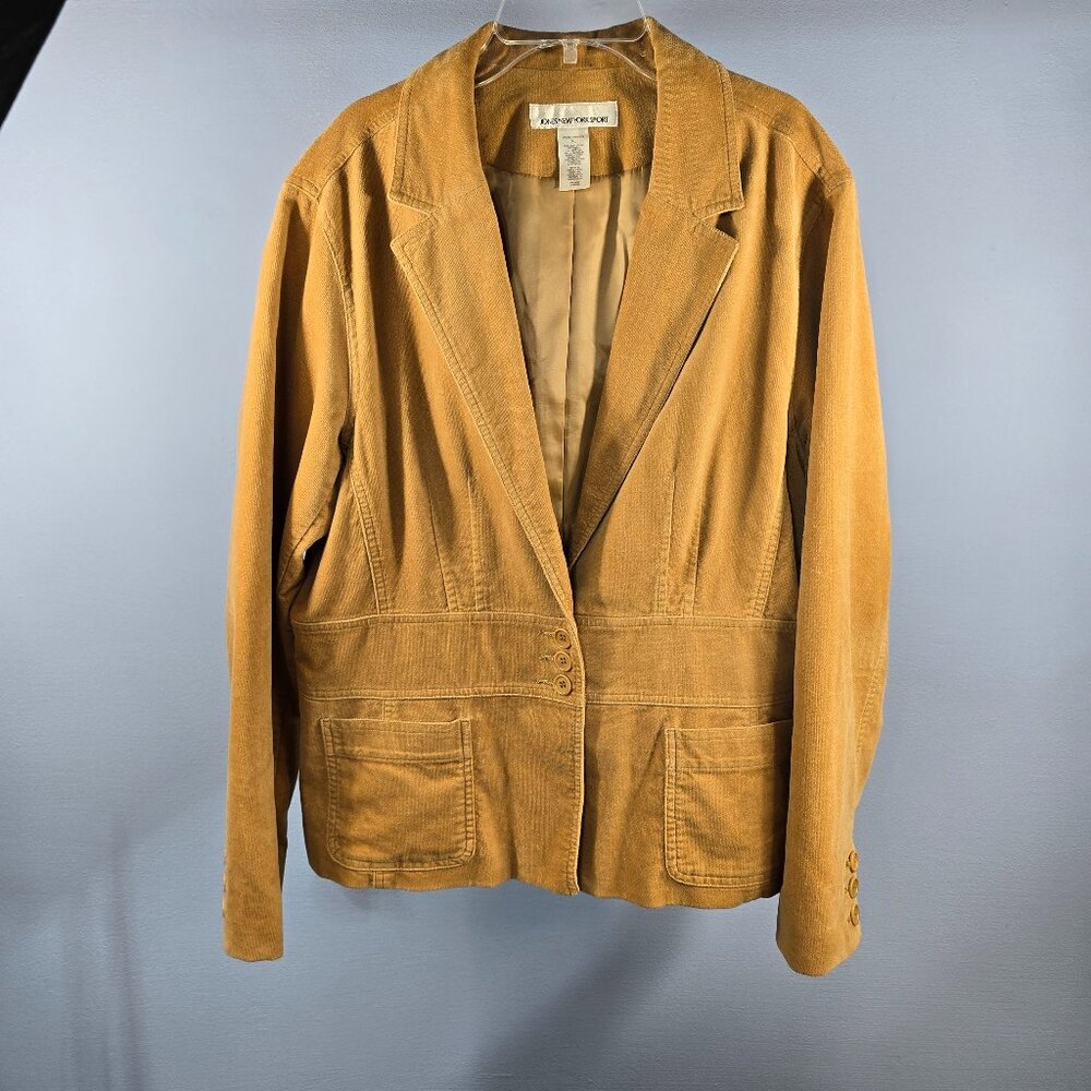 Jones New York Sport Blazer Women XL Golden Sand Color 3 Button Jacket (P-20)